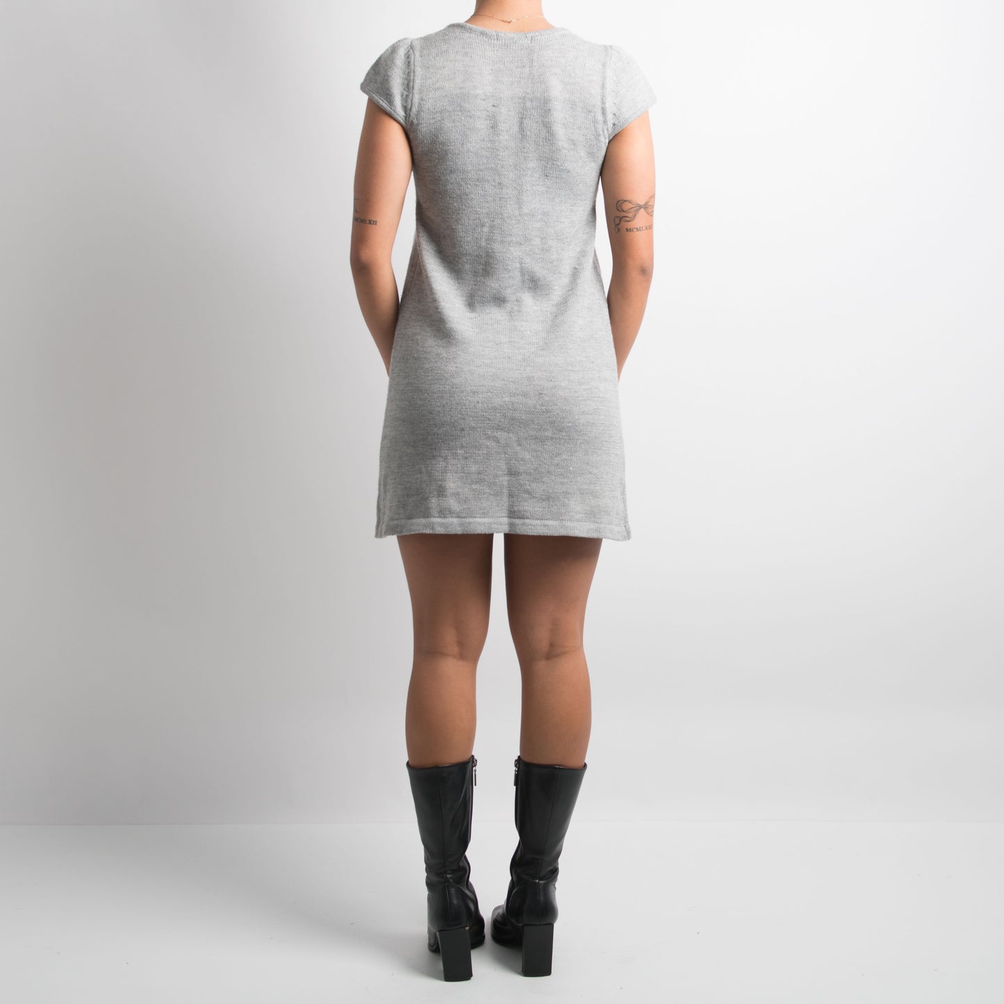 GREY KNIT MINI DRESS