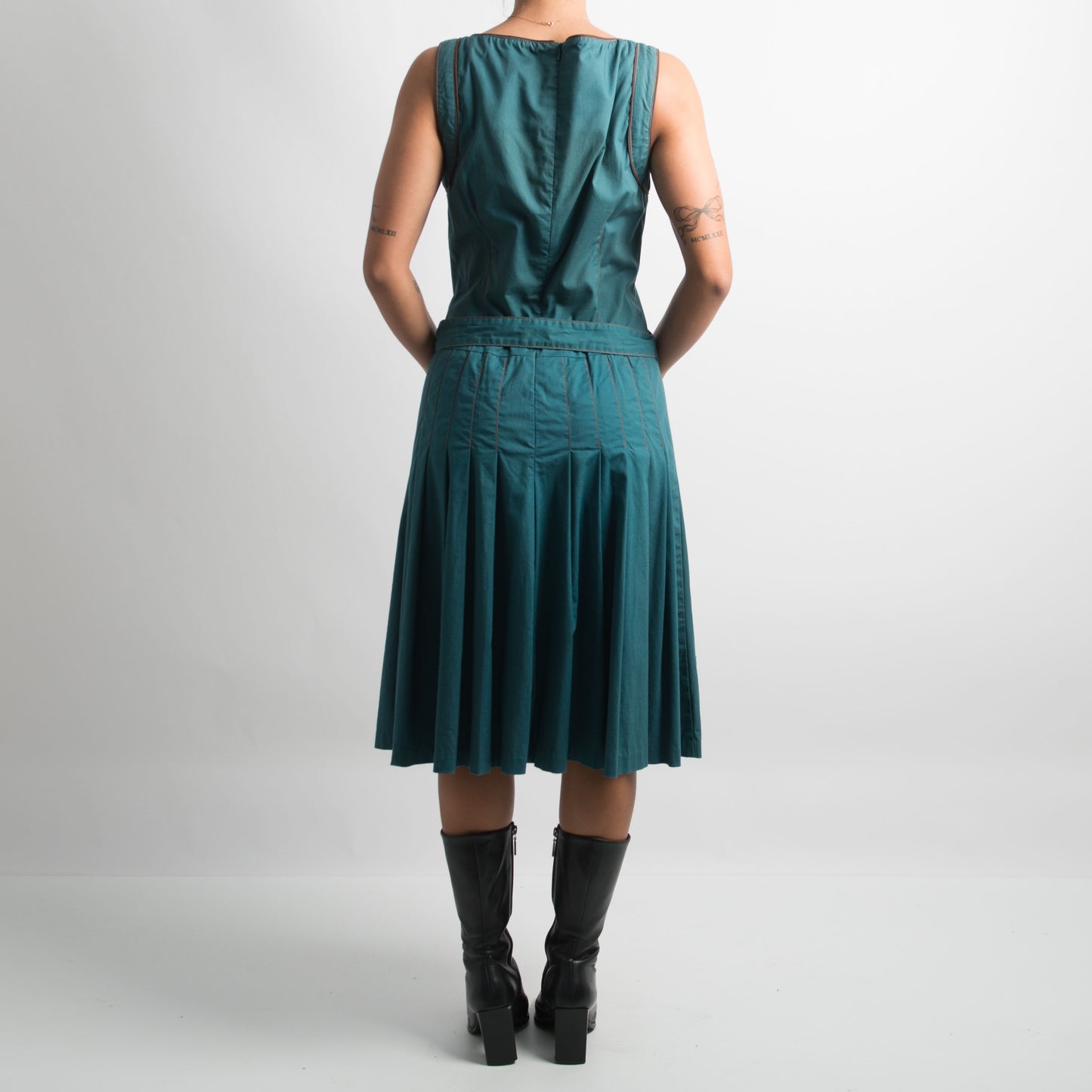 TURQOUISE PLEATED DRESS