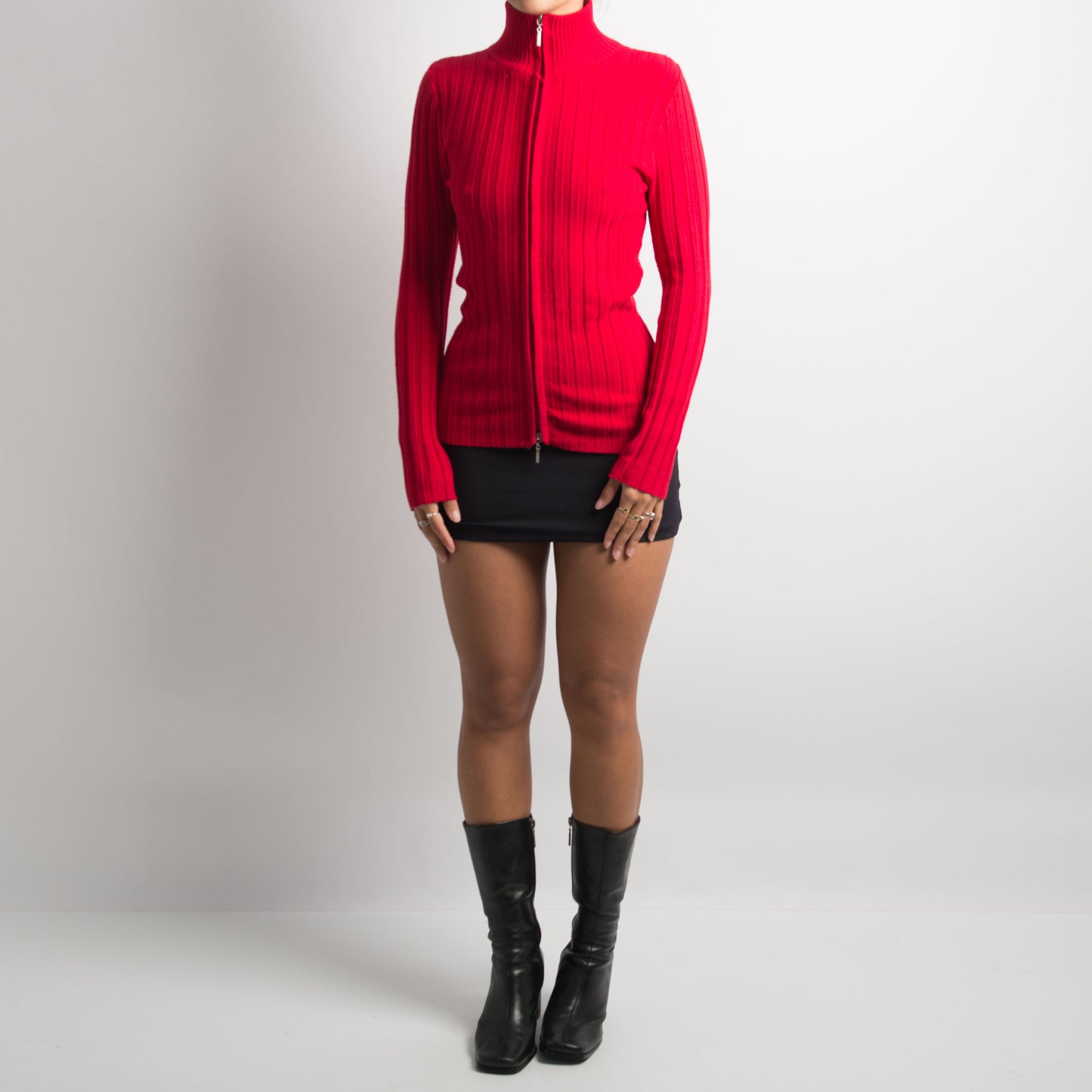 RED DOUBLE ZIP LONG SLEEVE