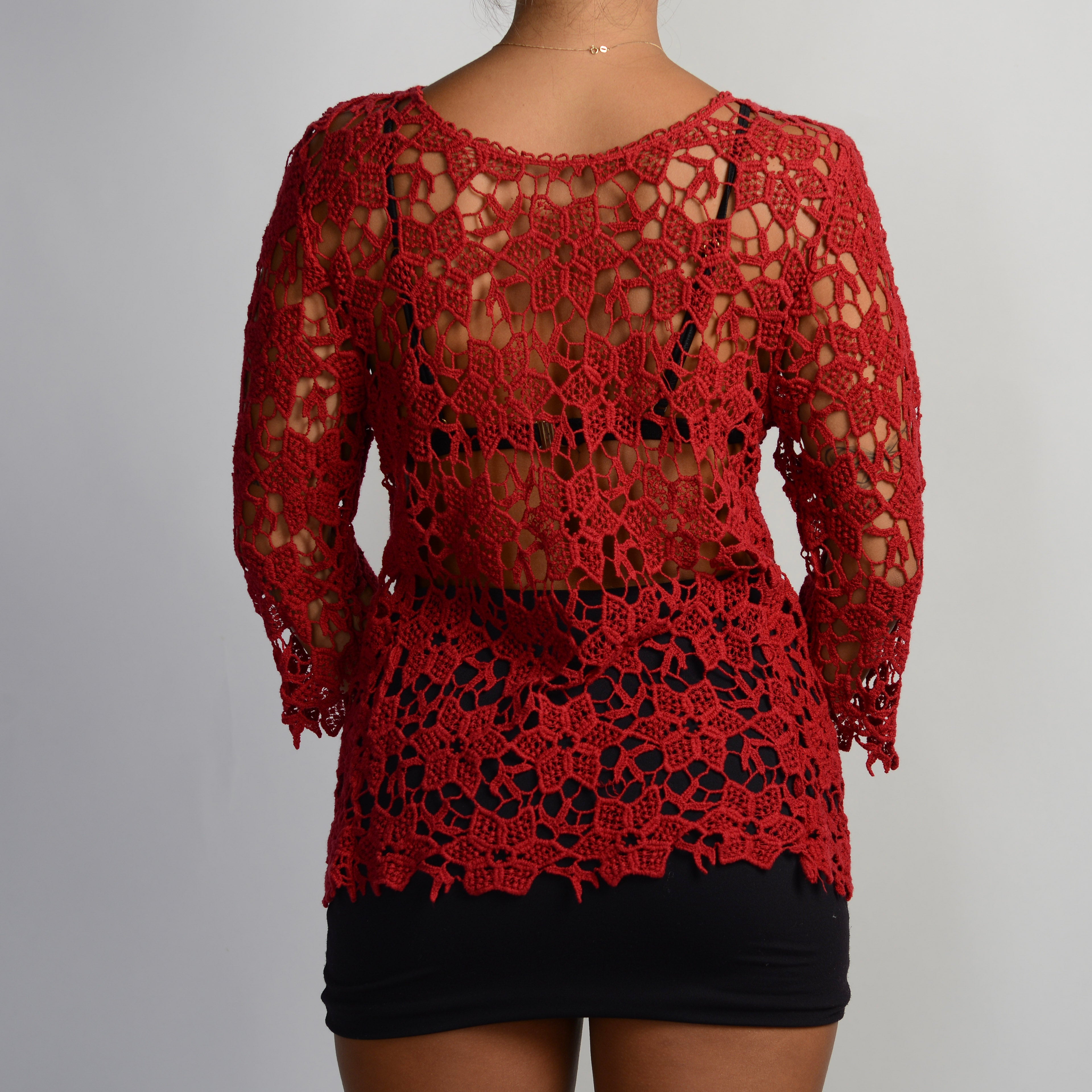 MAROON CROCHET TOP