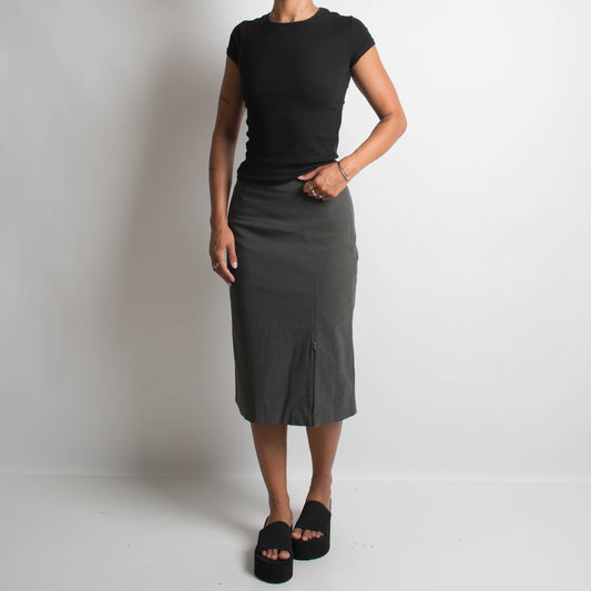 MUTED GREEN MIDI SKIRT