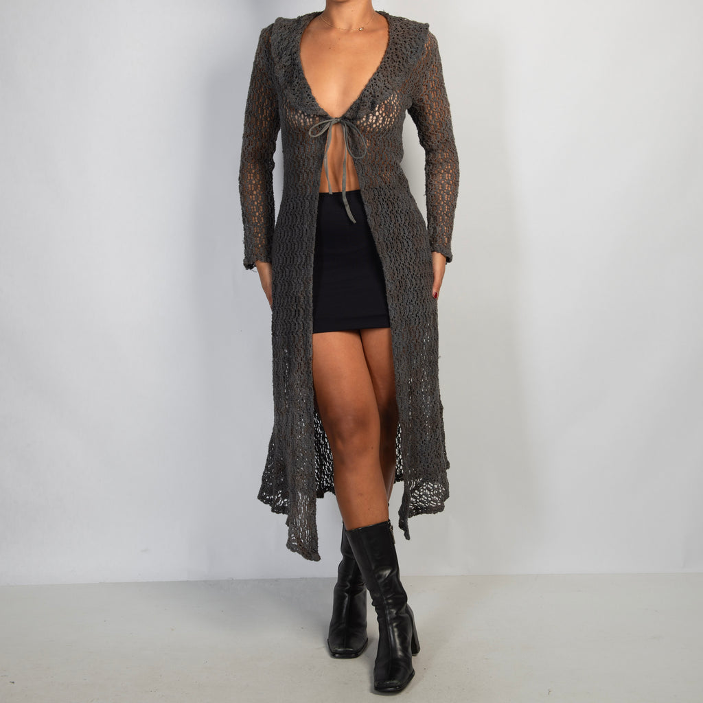 LONGLINE OPEN KNIT CARDIGAN