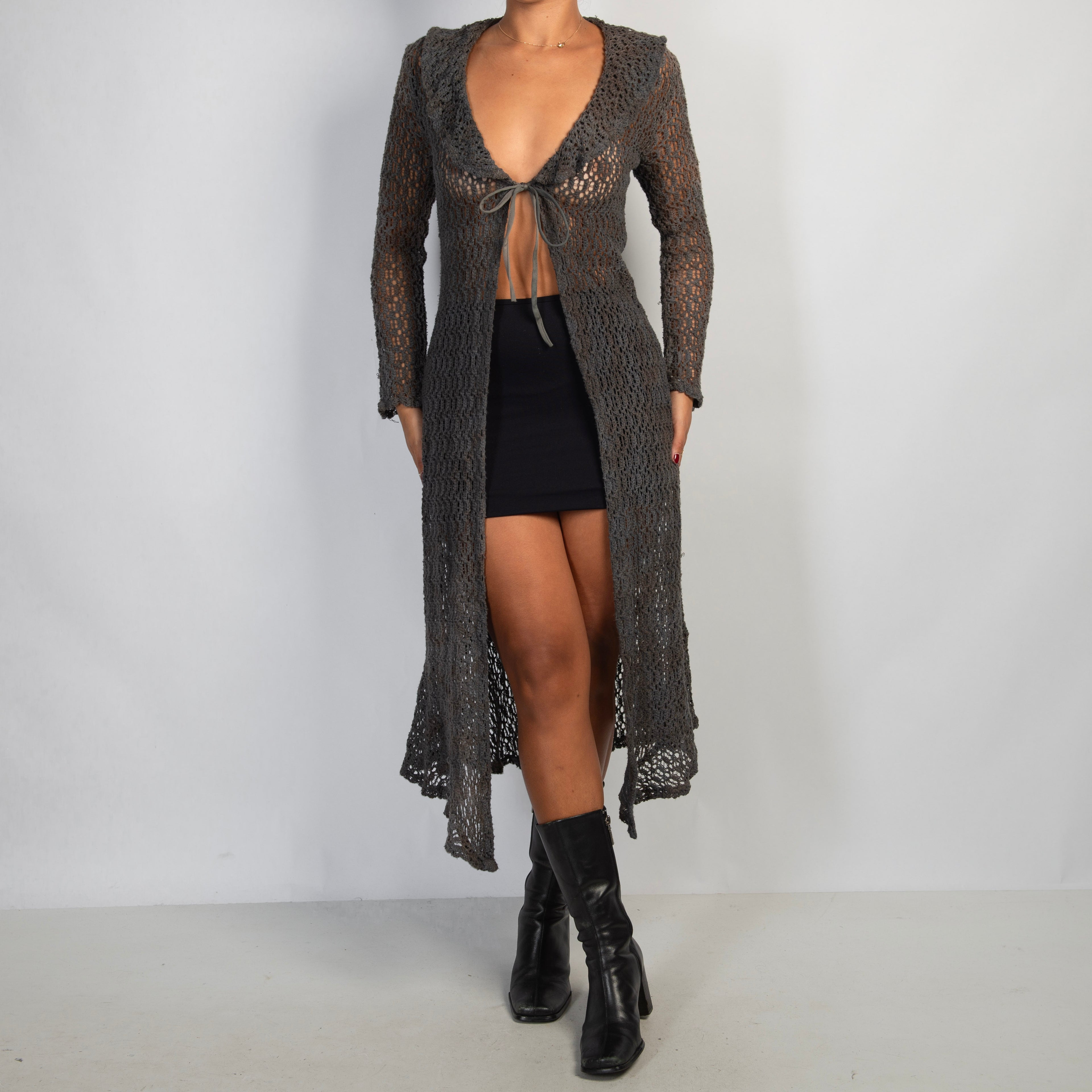 LONGLINE OPEN KNIT CARDIGAN