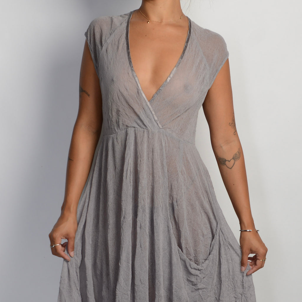 GREY MESH MIDI DRESS