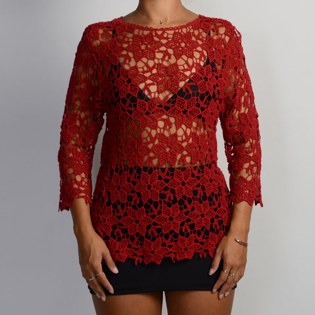 MAROON CROCHET TOP