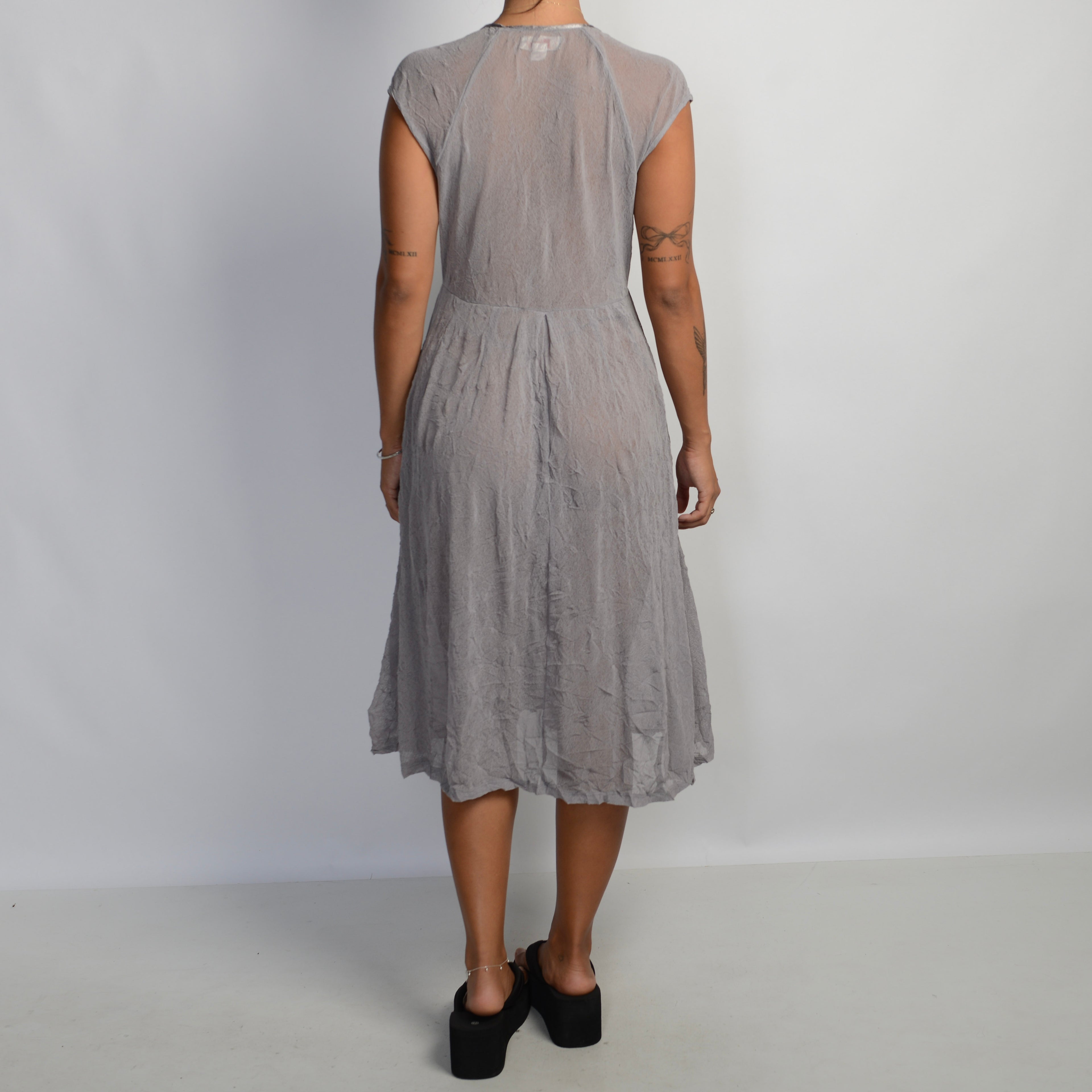 GREY MESH MIDI DRESS