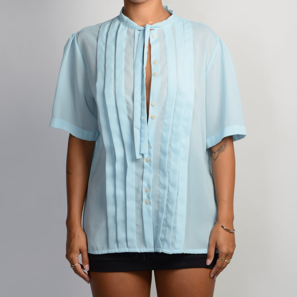 BLUE SHORT SLEEVE BLOUSE