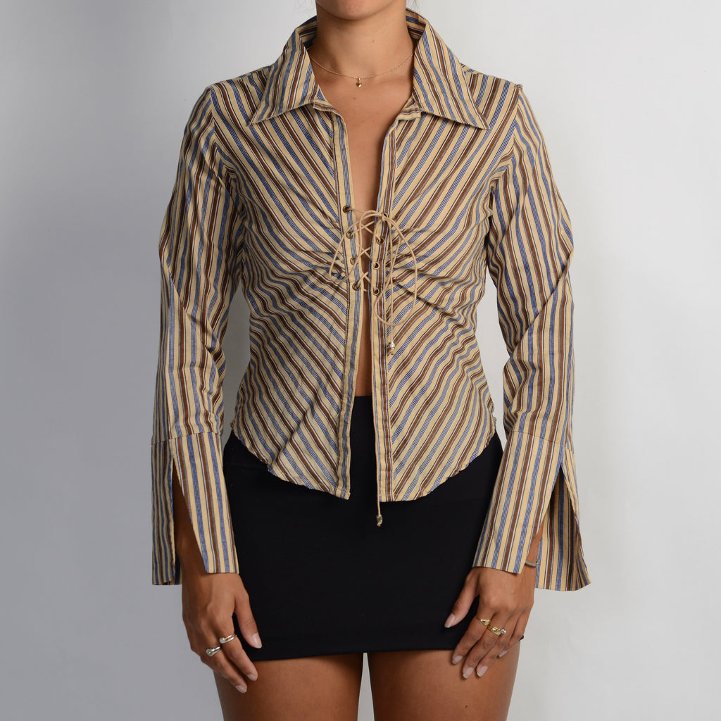 BROWN STRIPE BLOUSE
