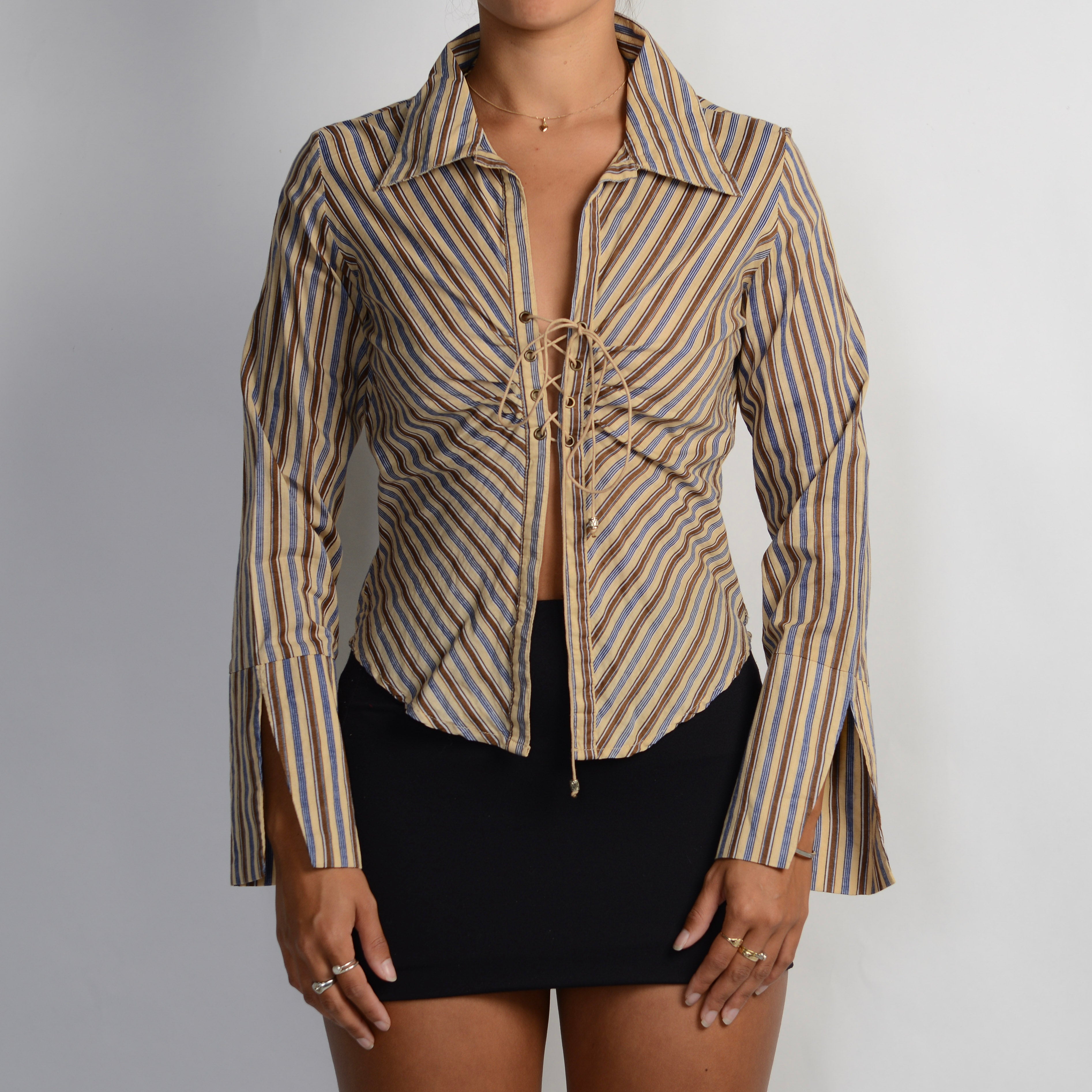 BROWN STRIPE BLOUSE