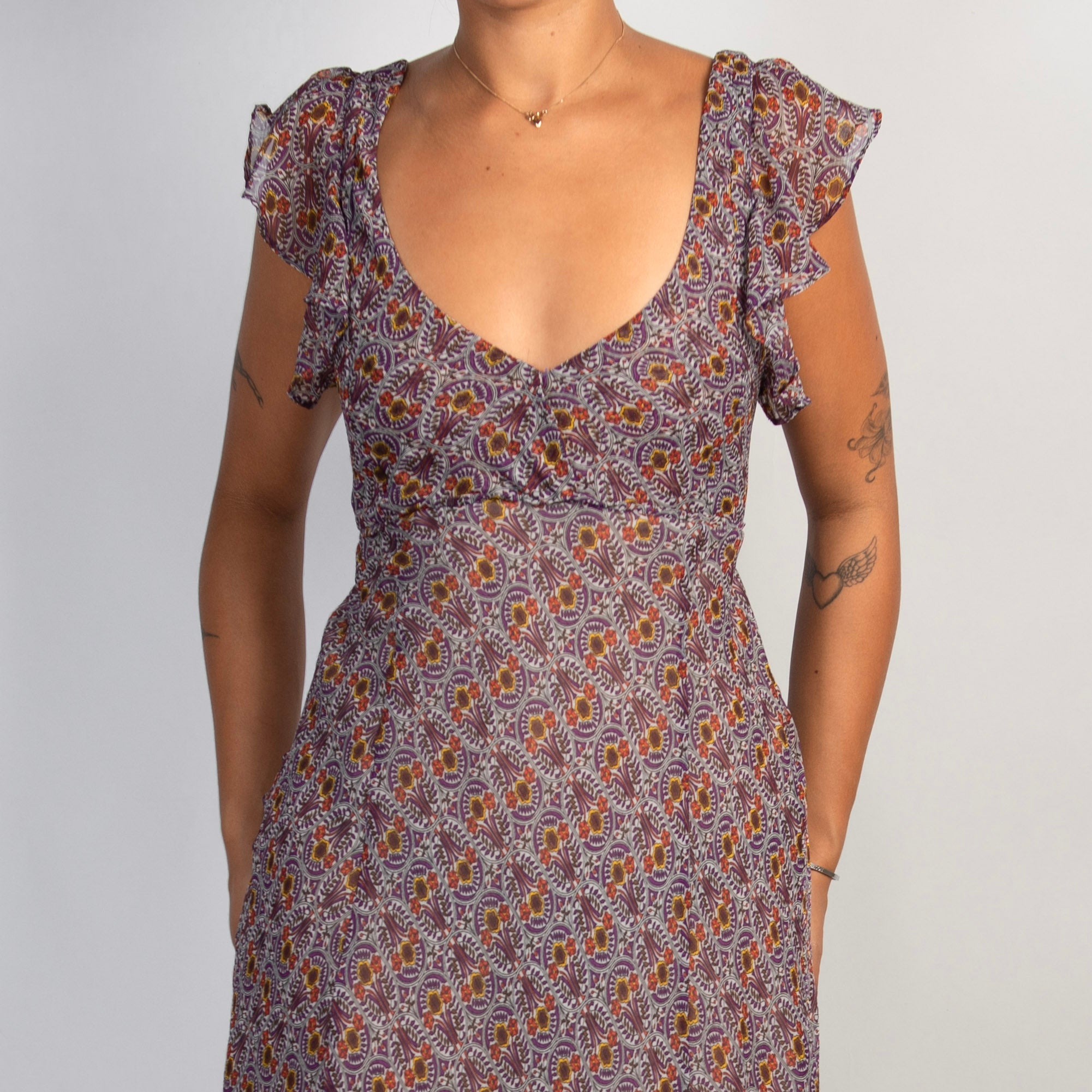 PURPLE FLORAL MIDI DRESS