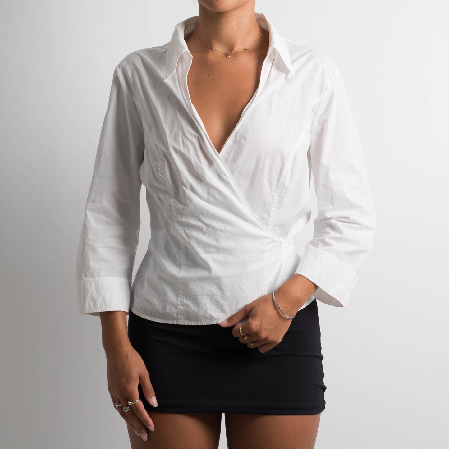 WHITE WRAP BLOUSE