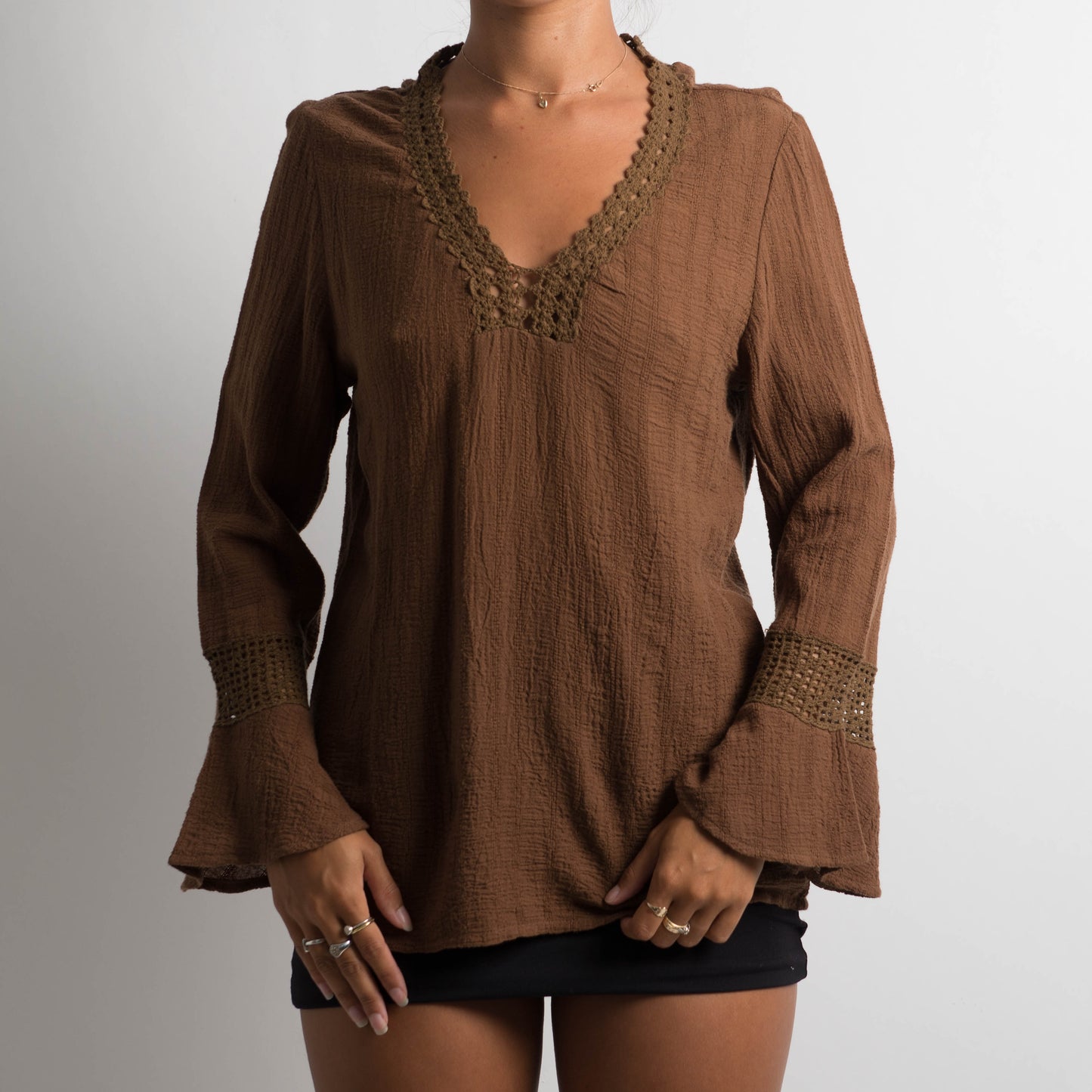 BROWN COTTON LONG SLEEVE