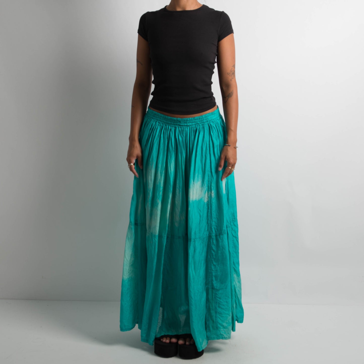 VARIEGATED SILK MAXI SKIRT