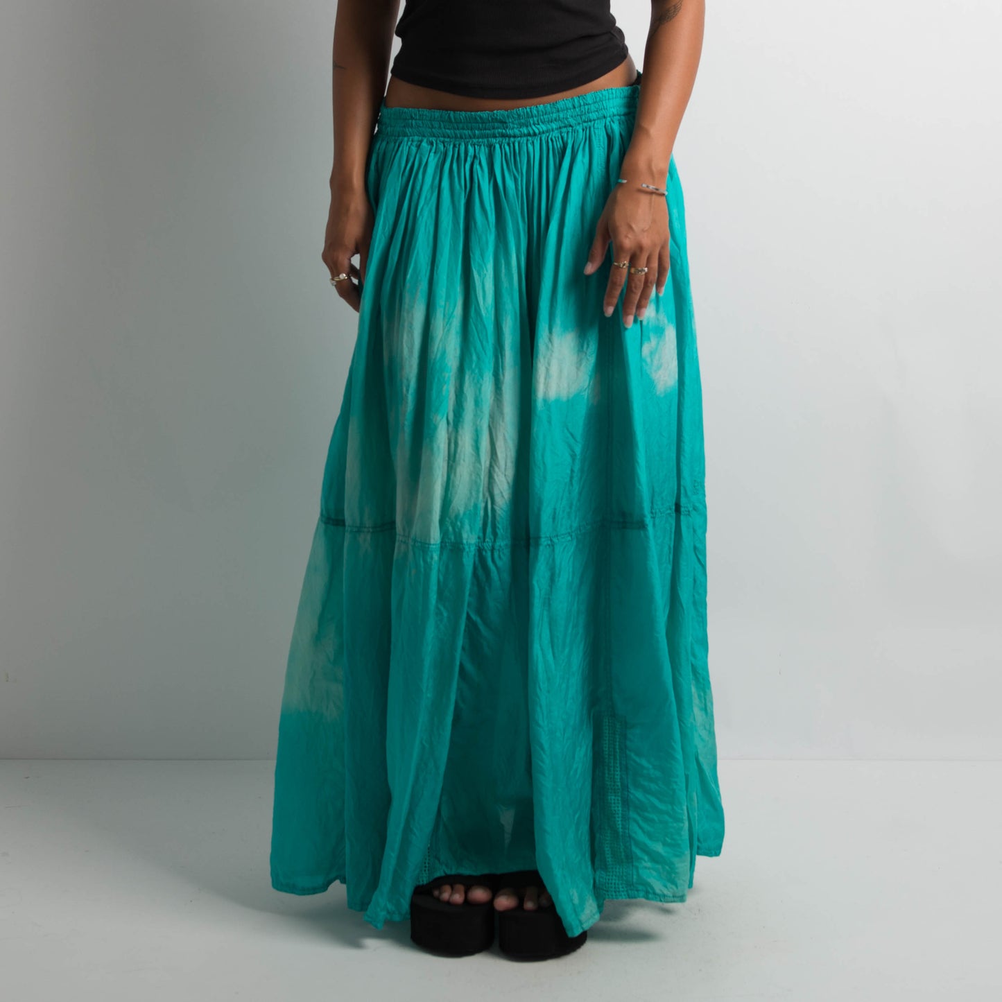 VARIEGATED SILK MAXI SKIRT