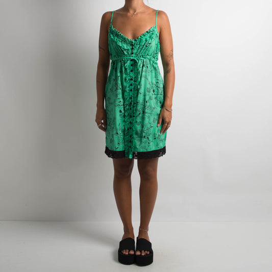 GREEN PATTERNED DRESS