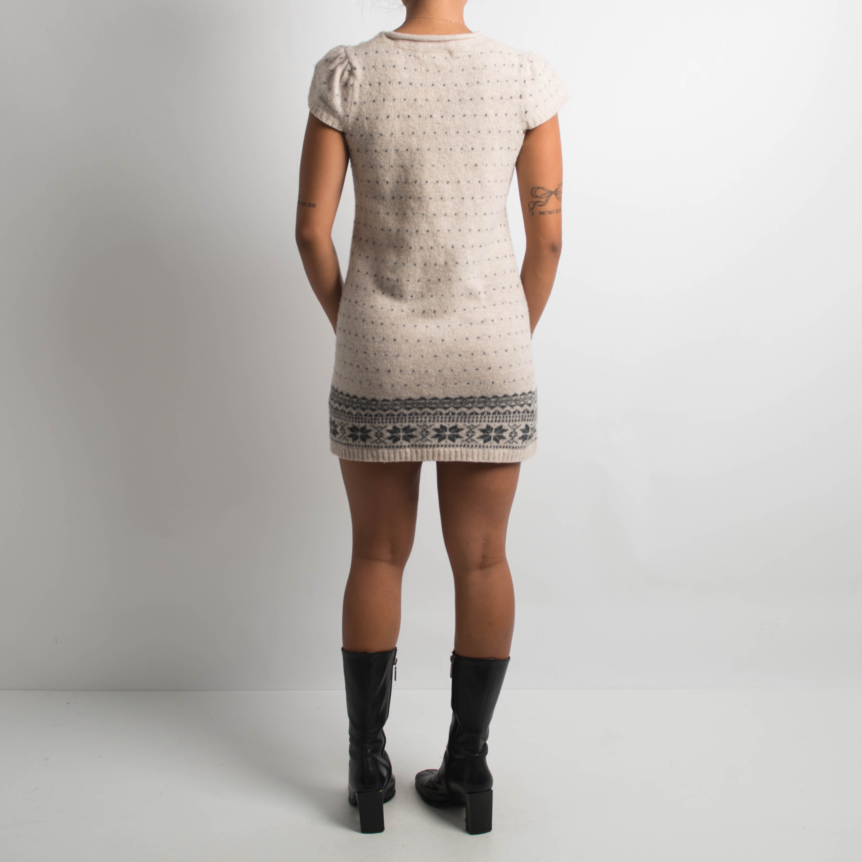 BEIGE KNIT MINI DRESS