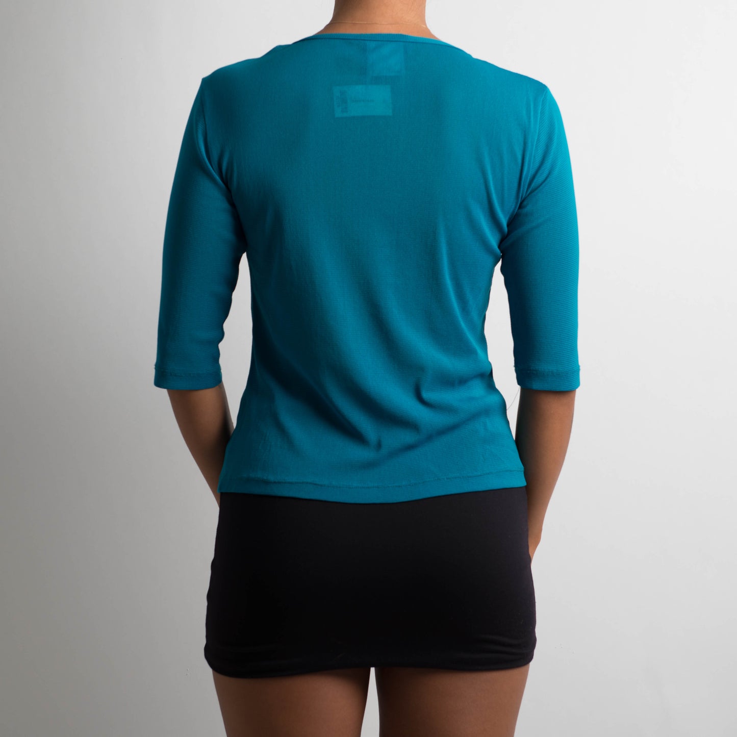 TEAL 3/4 SLEEVE MESH TOP