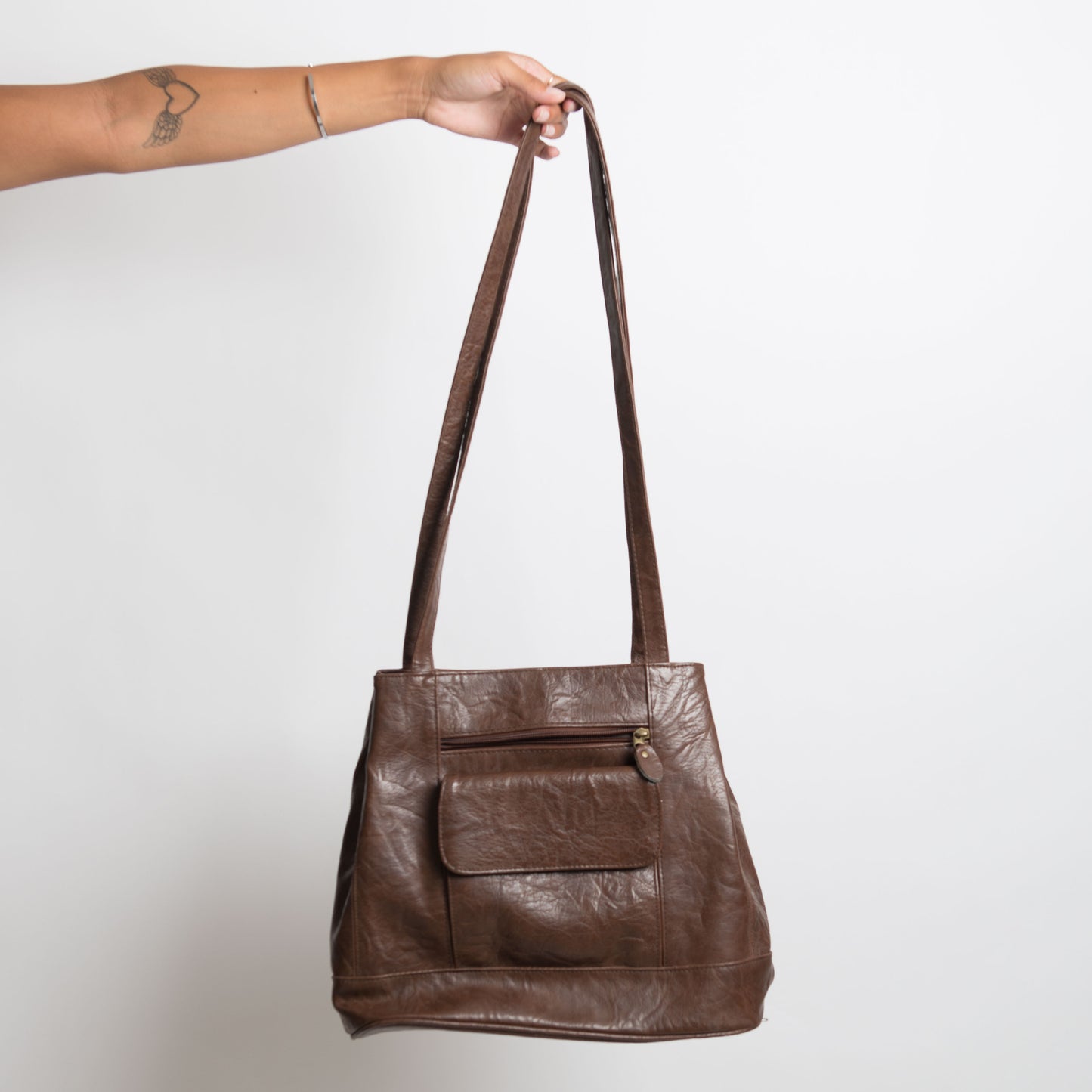 BROWN FAUX LEATHER BAG