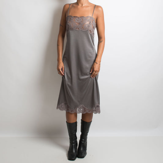 GREY SLIP MIDI DRESS