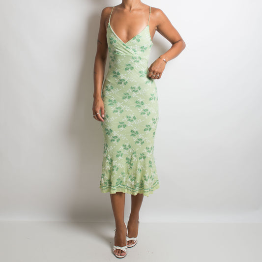 GREEN FLORAL MIDI DRESS