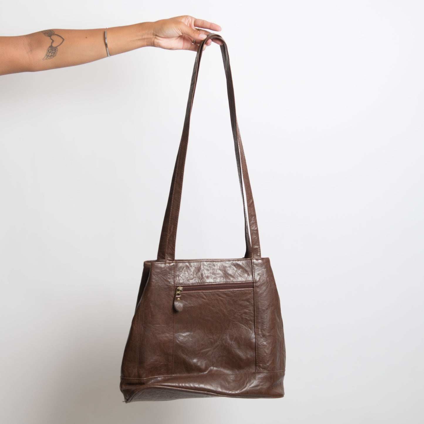 BROWN FAUX LEATHER BAG