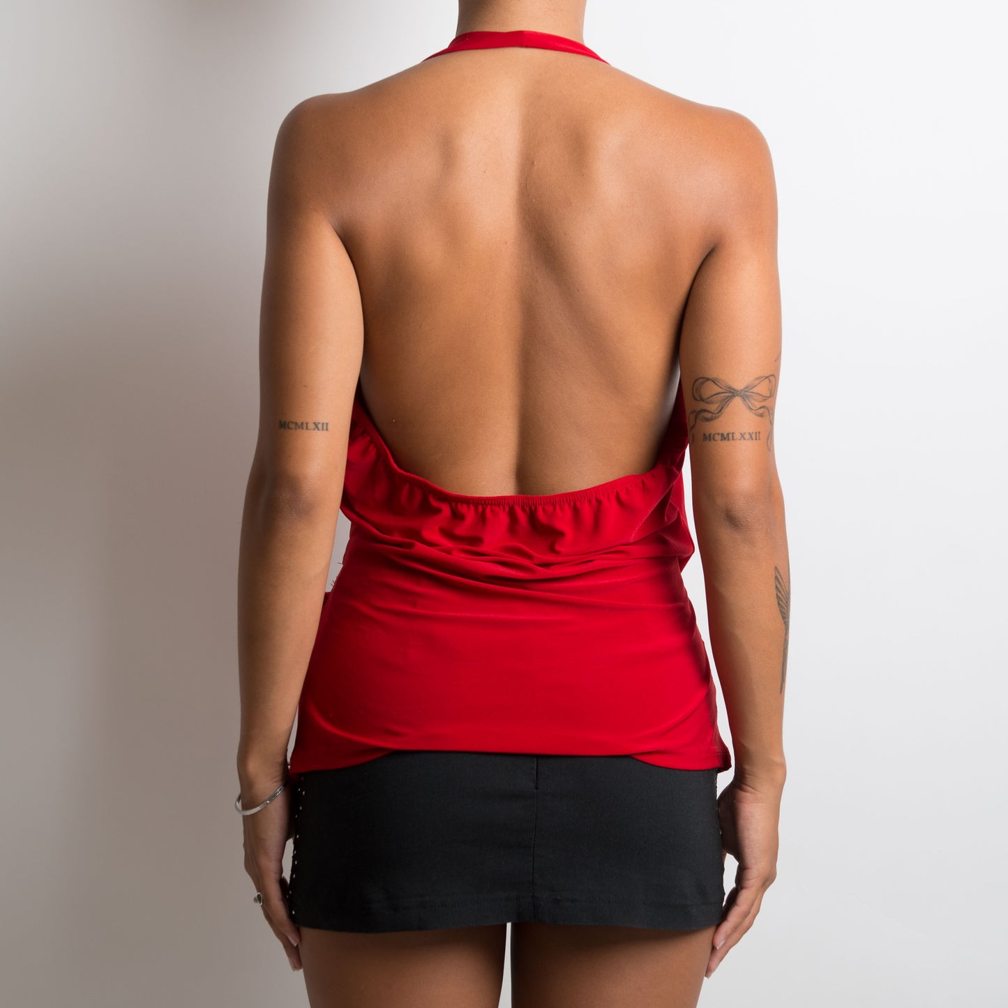 RED HALTERNECK TOP