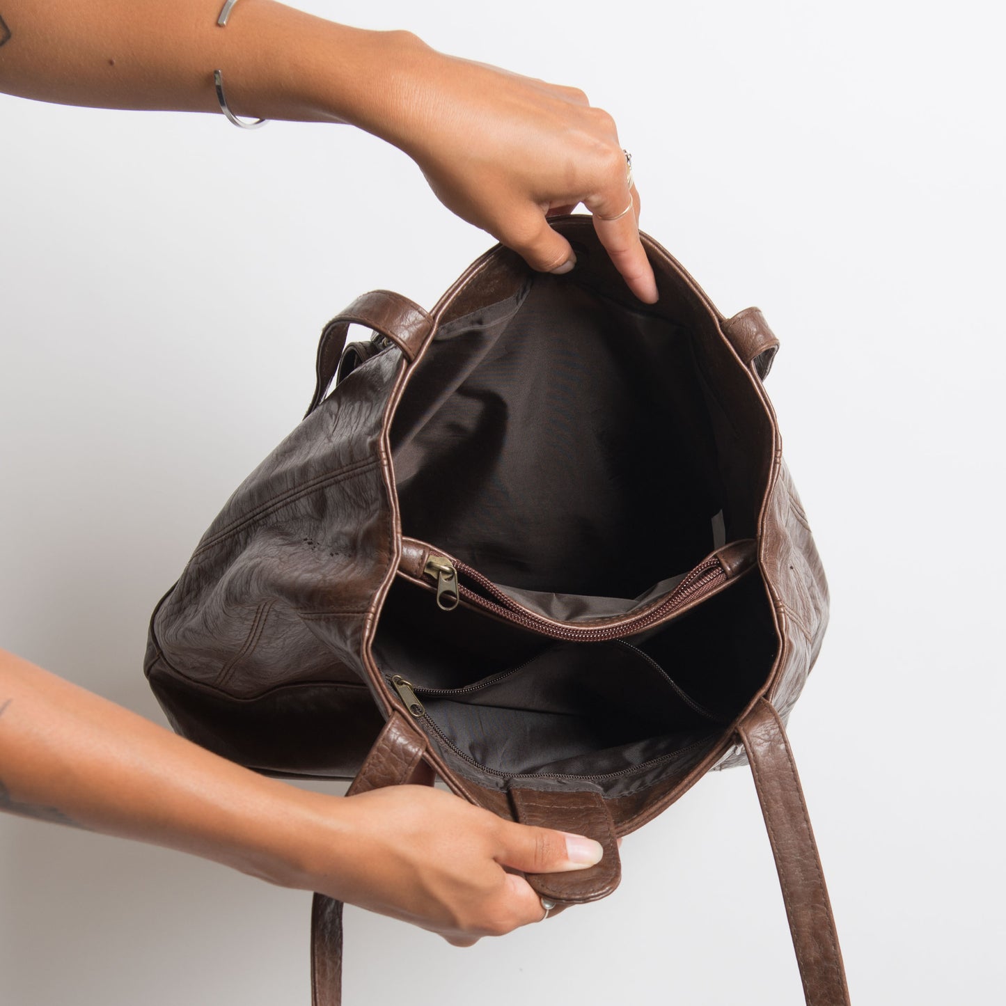 BROWN FAUX LEATHER BAG