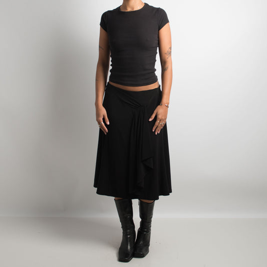 BLACK SLINKY MIDI SKIRT