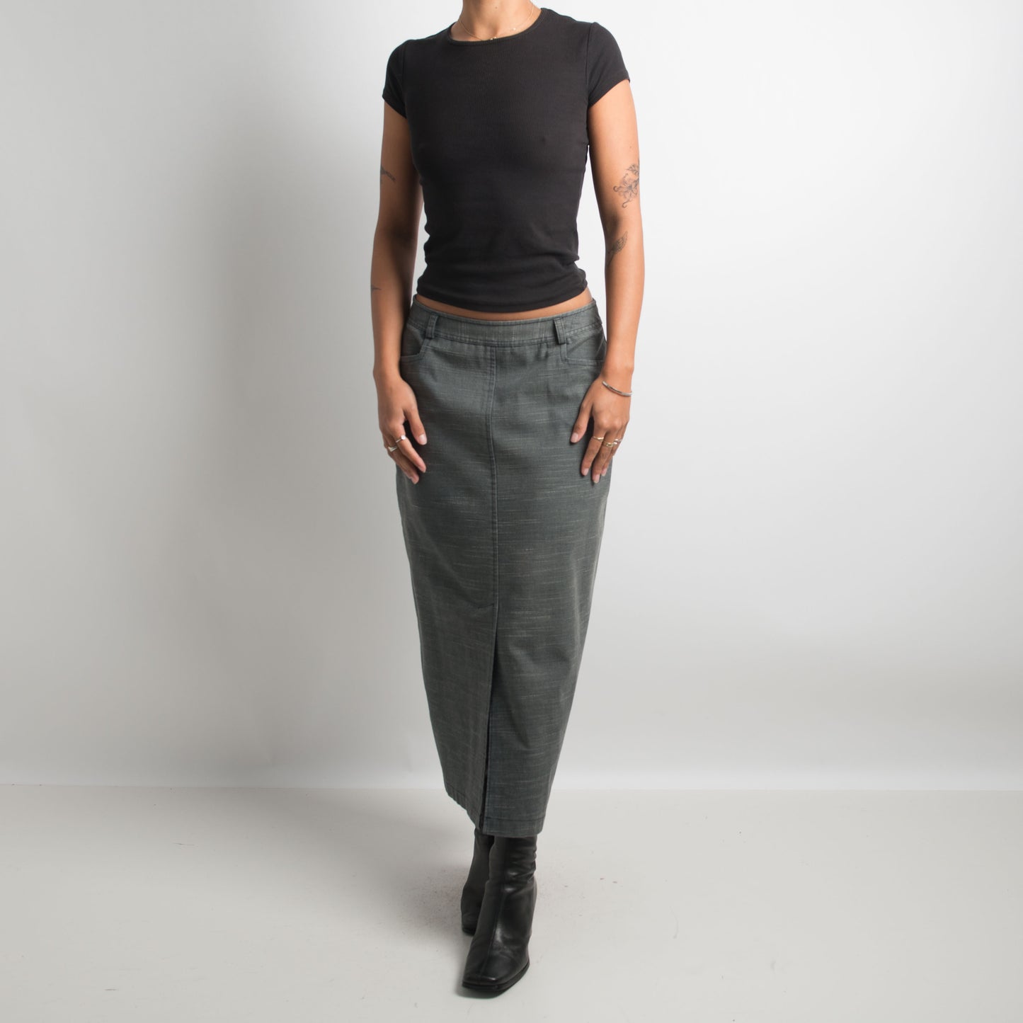 GREY MARLE LONGLINE SKIRT