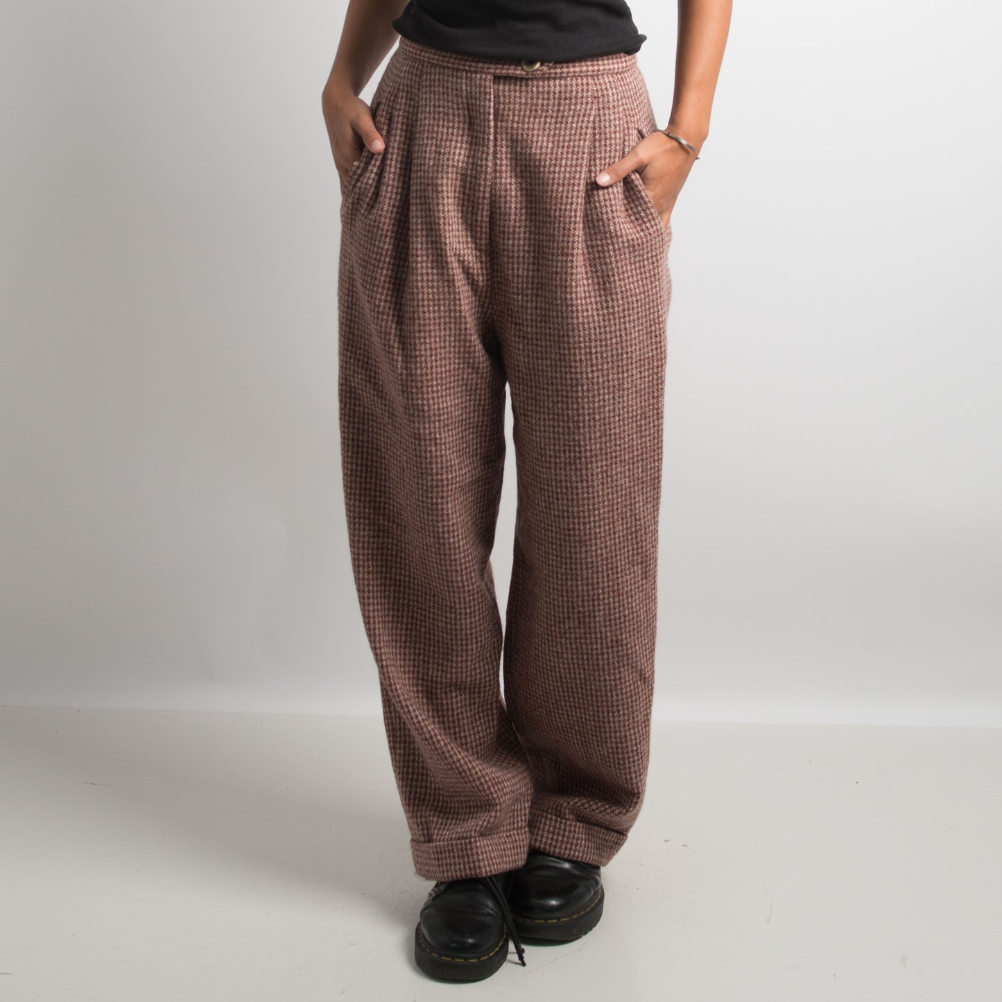 WOOL PLAID TROUSERS