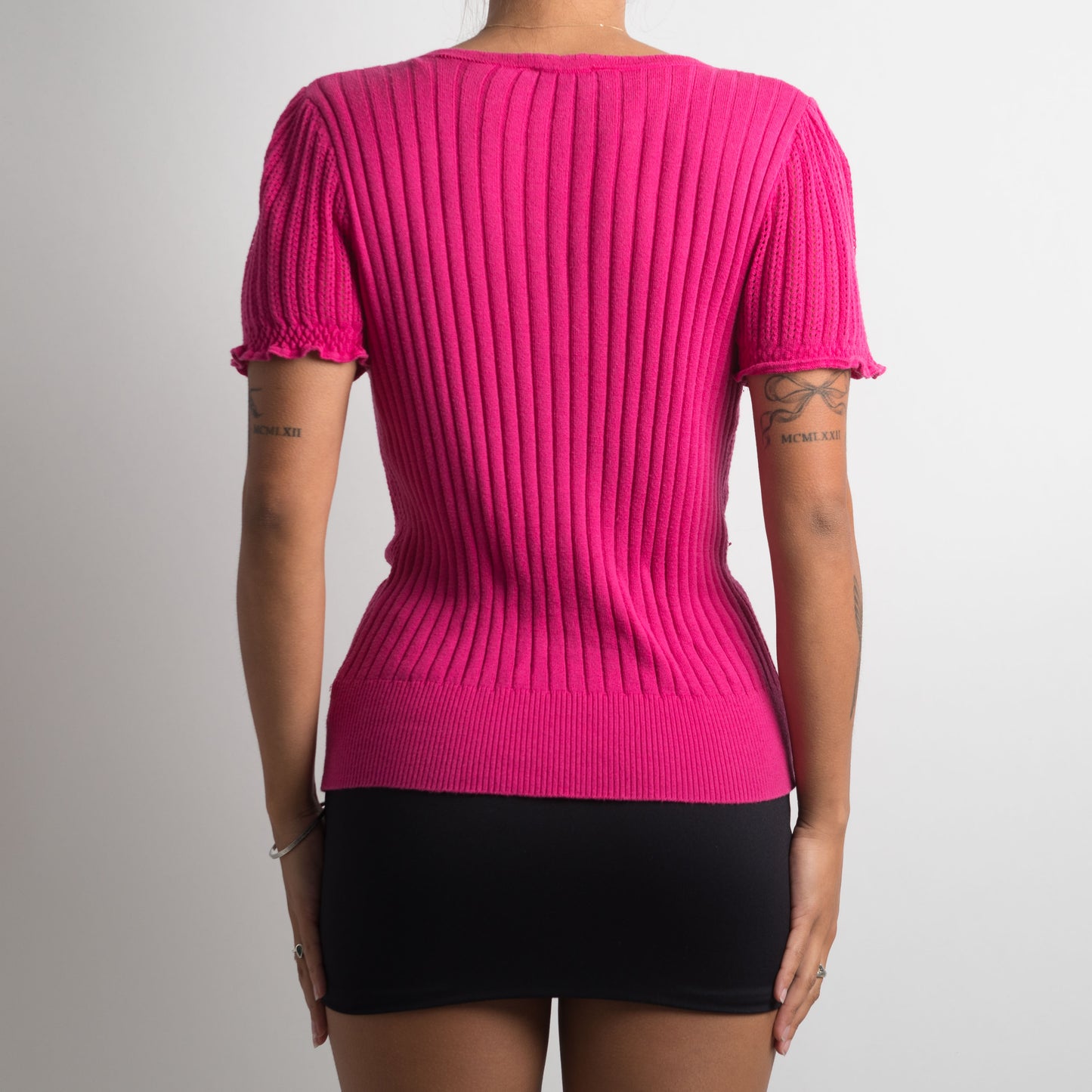 PINK SHORT SLEEVE CARDIGAN