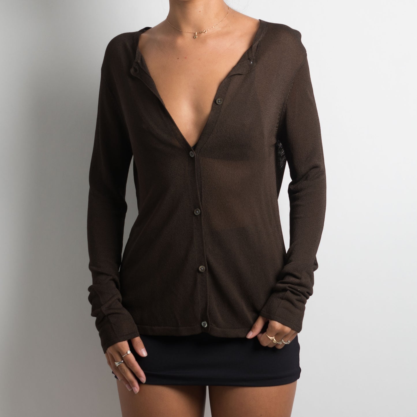 SHEER BROWN CARDIGAN