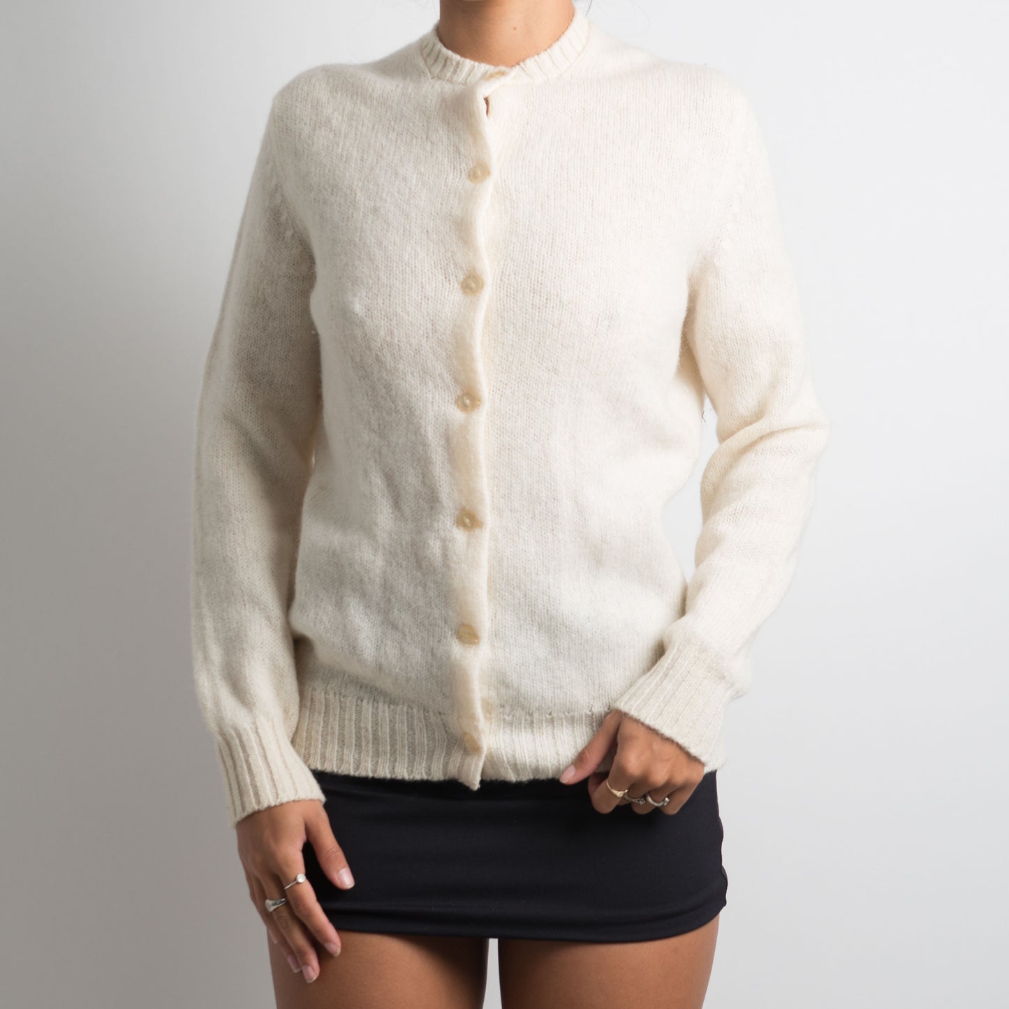 CREAM SHETLAND WOOL CARDIGAN