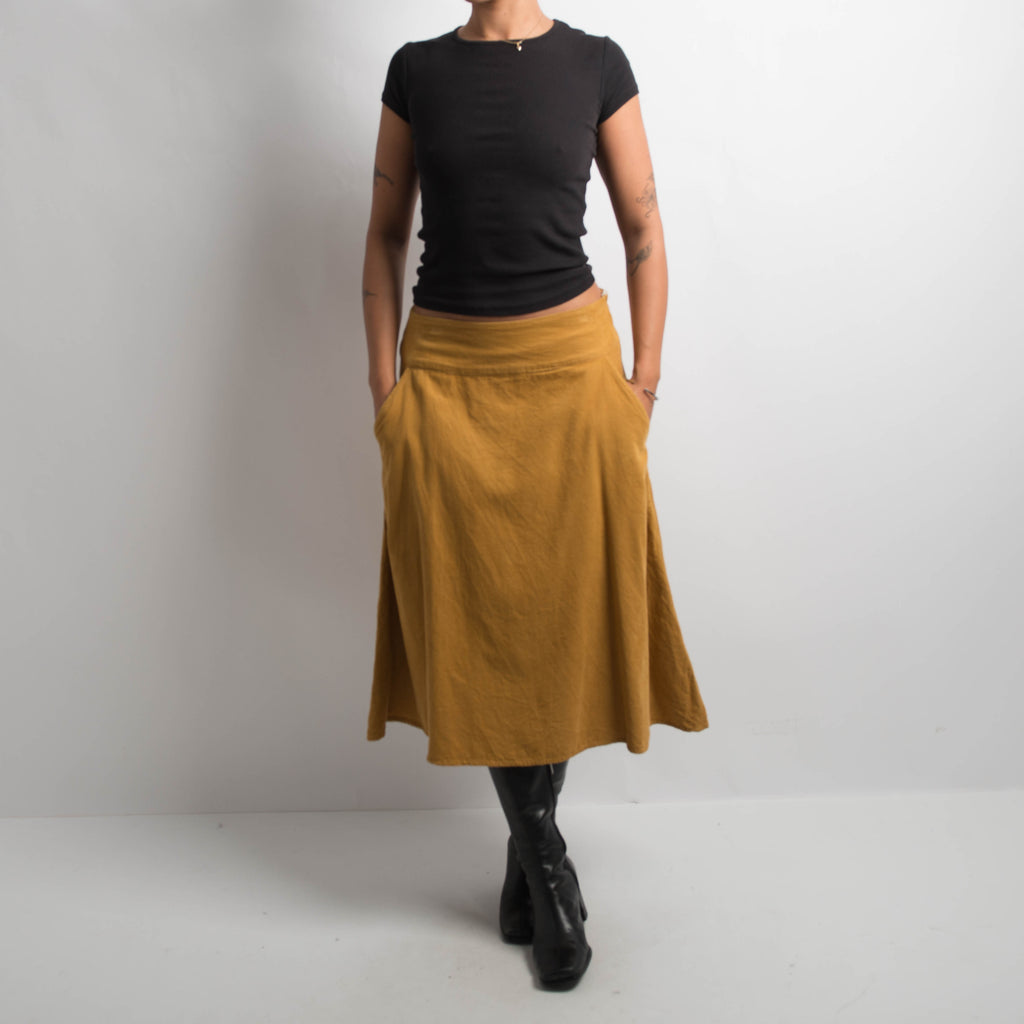 BURNT YELLOW MIDI SKIRT