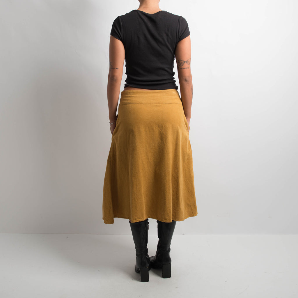 BURNT YELLOW MIDI SKIRT