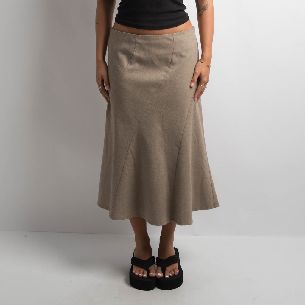 BEIGE A LINE MIDI SKIRT