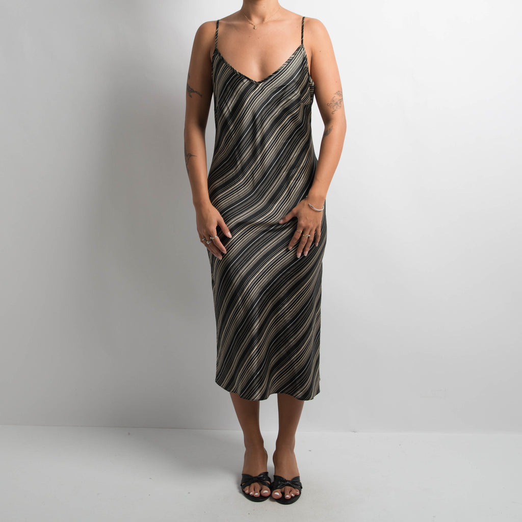 SATIN PATTERN MIDI DRESS