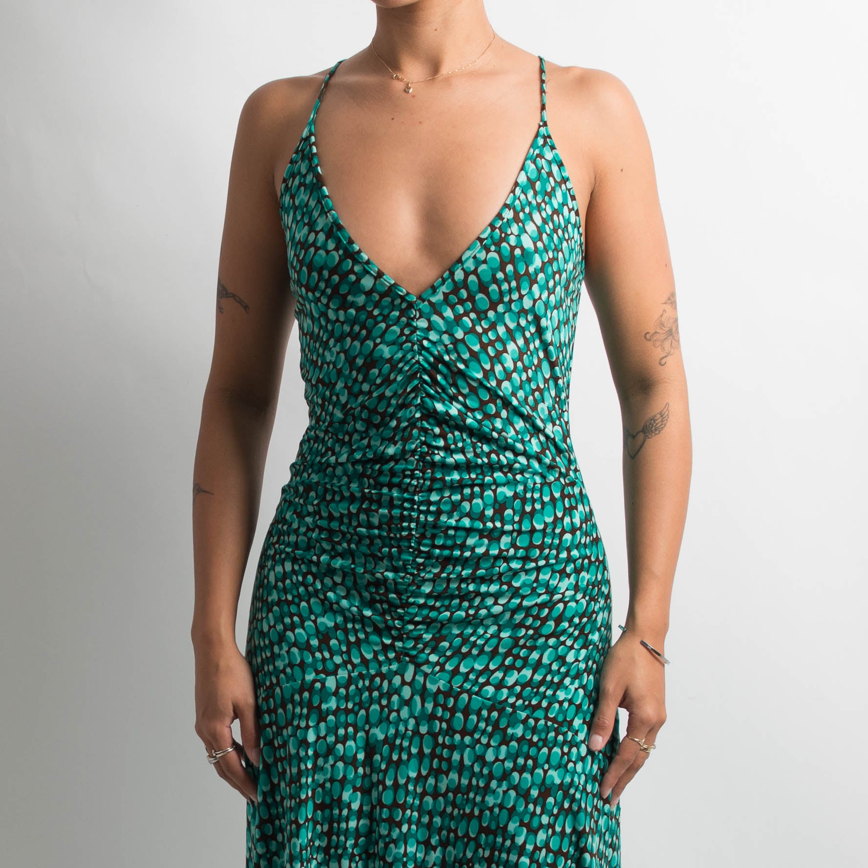 TEAL PATTERNED DRESS
