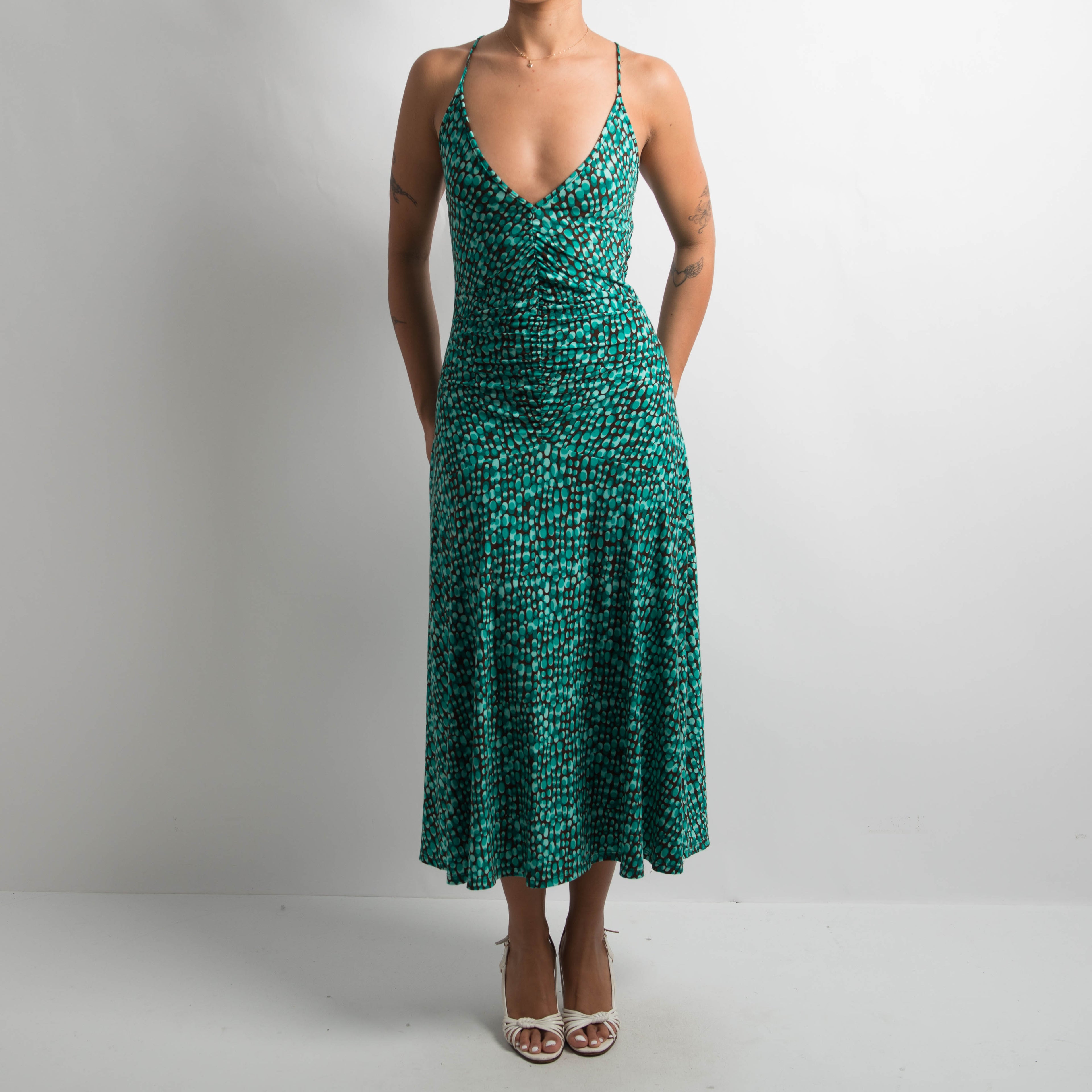 TEAL PATTERNED DRESS