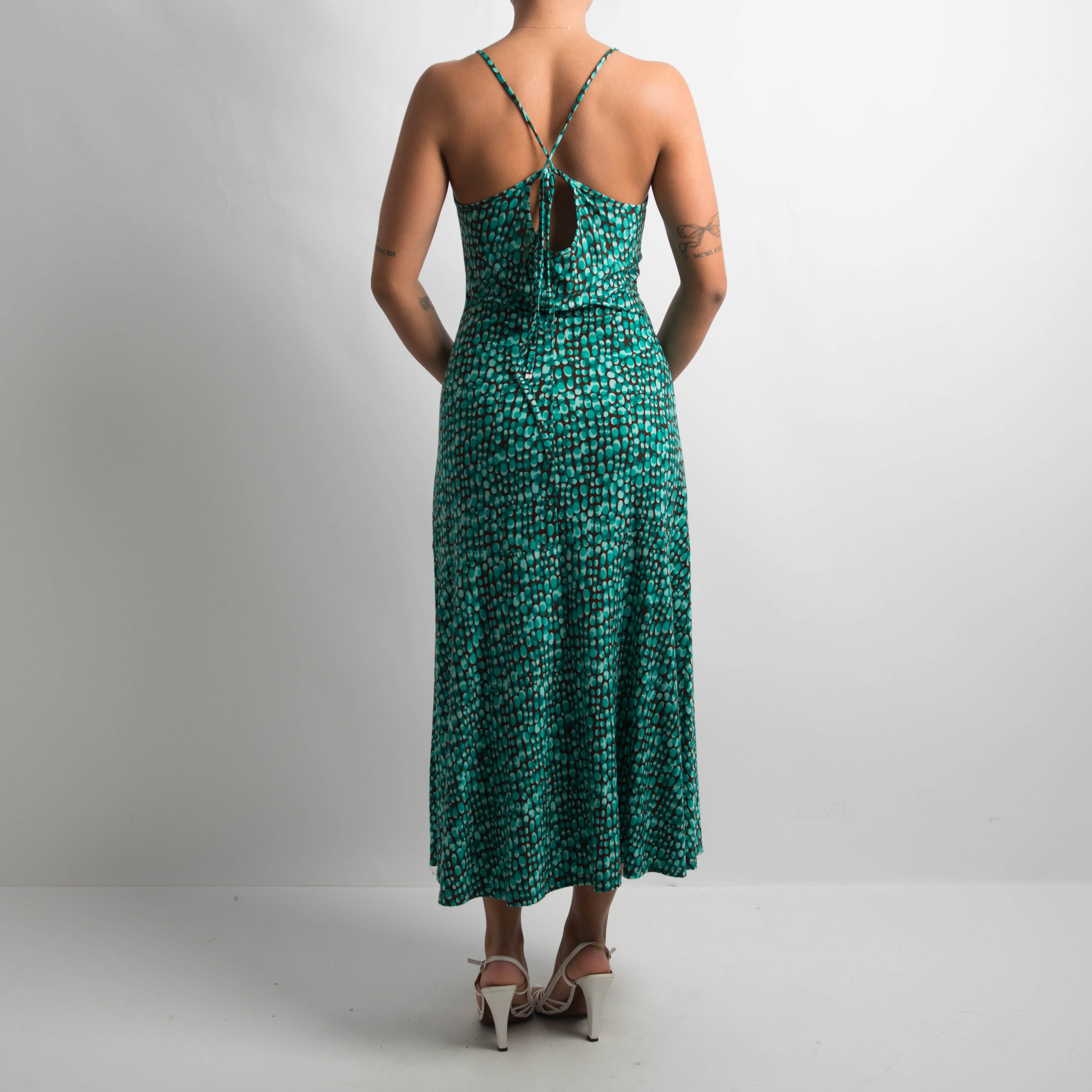 TEAL PATTERNED DRESS