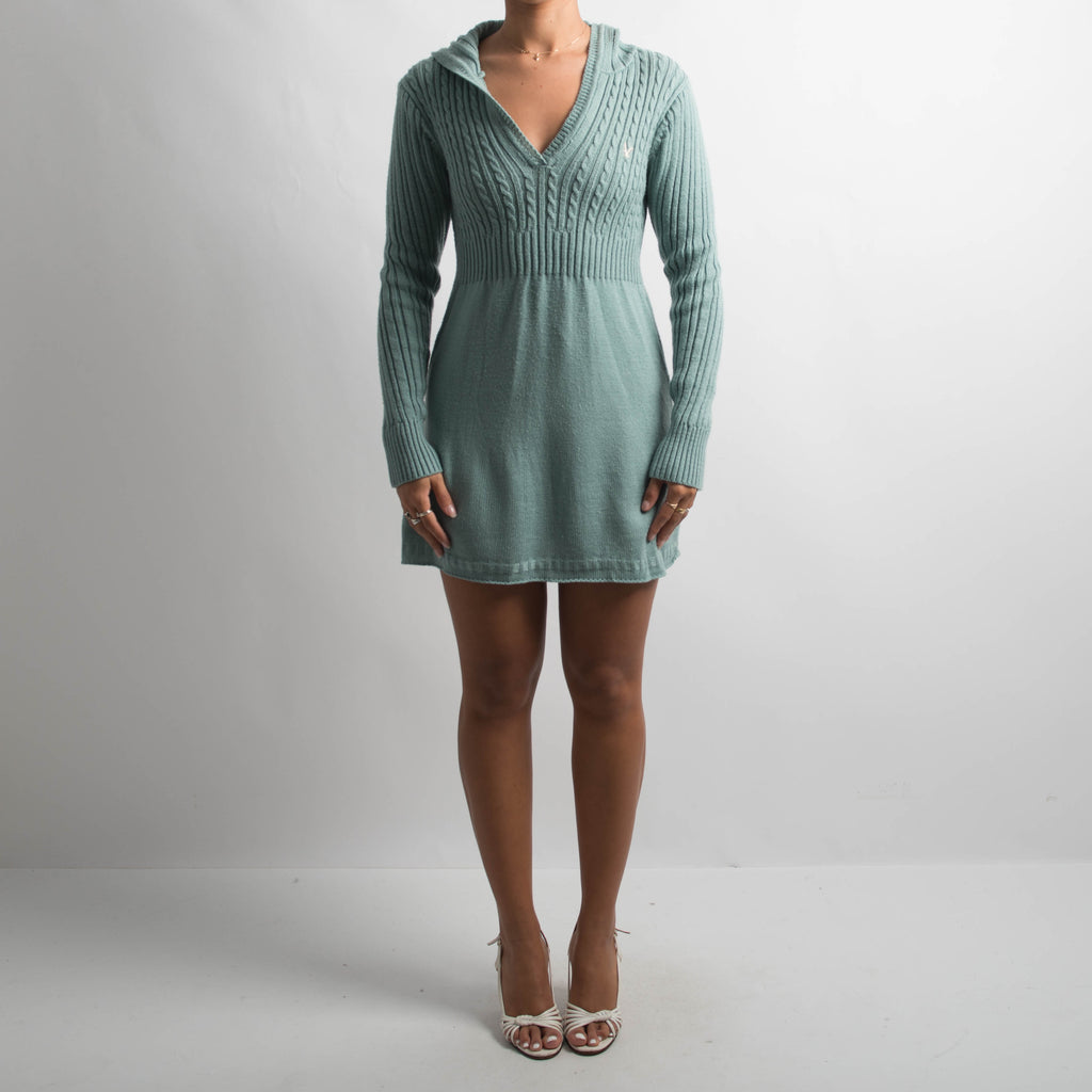 AQUA KNIT BABYDOLL DRESS