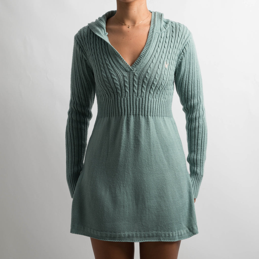 AQUA KNIT BABYDOLL DRESS