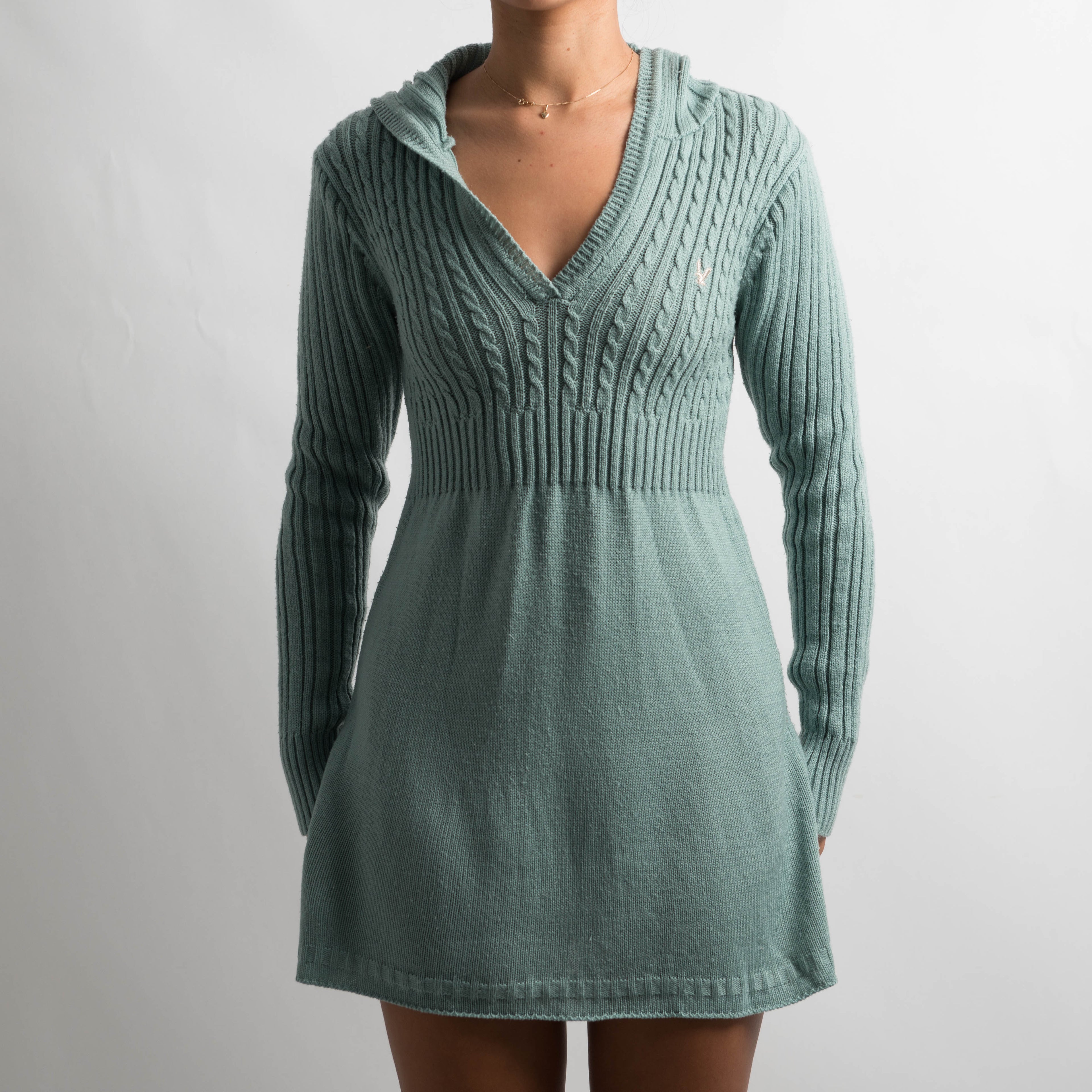 AQUA KNIT BABYDOLL DRESS