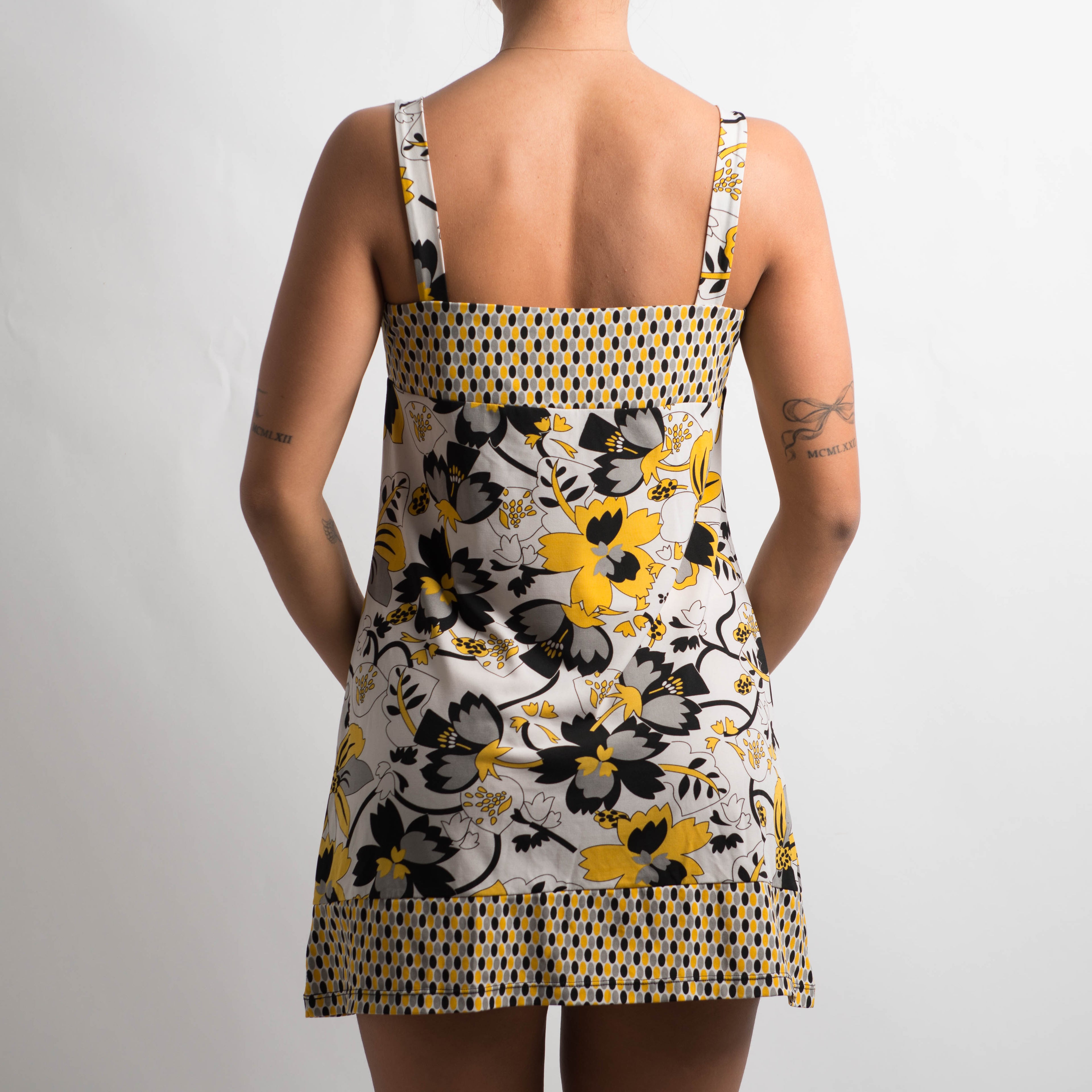 YELLOW PATTERN MINI DRESS