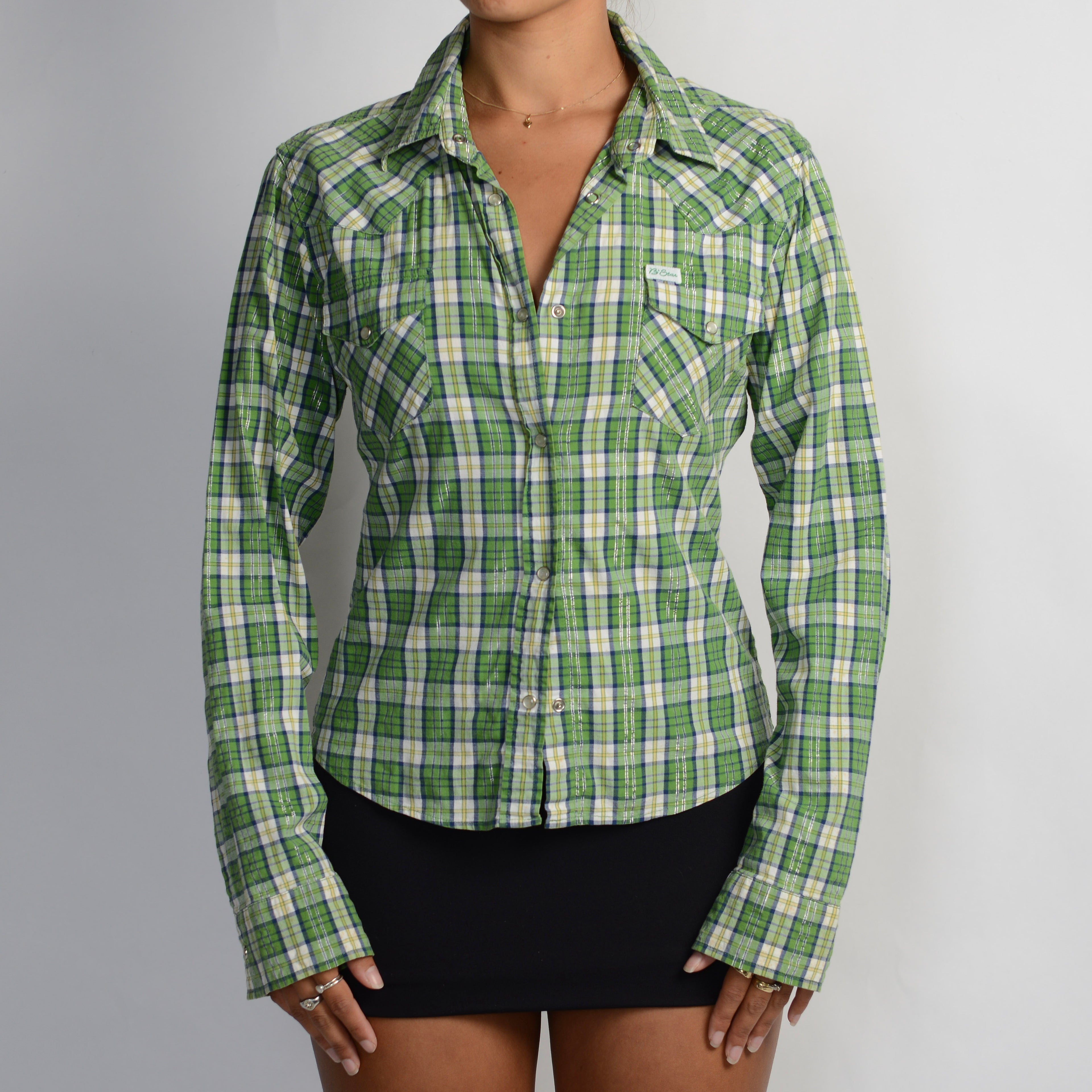 GREEN PLAID BLOUSE