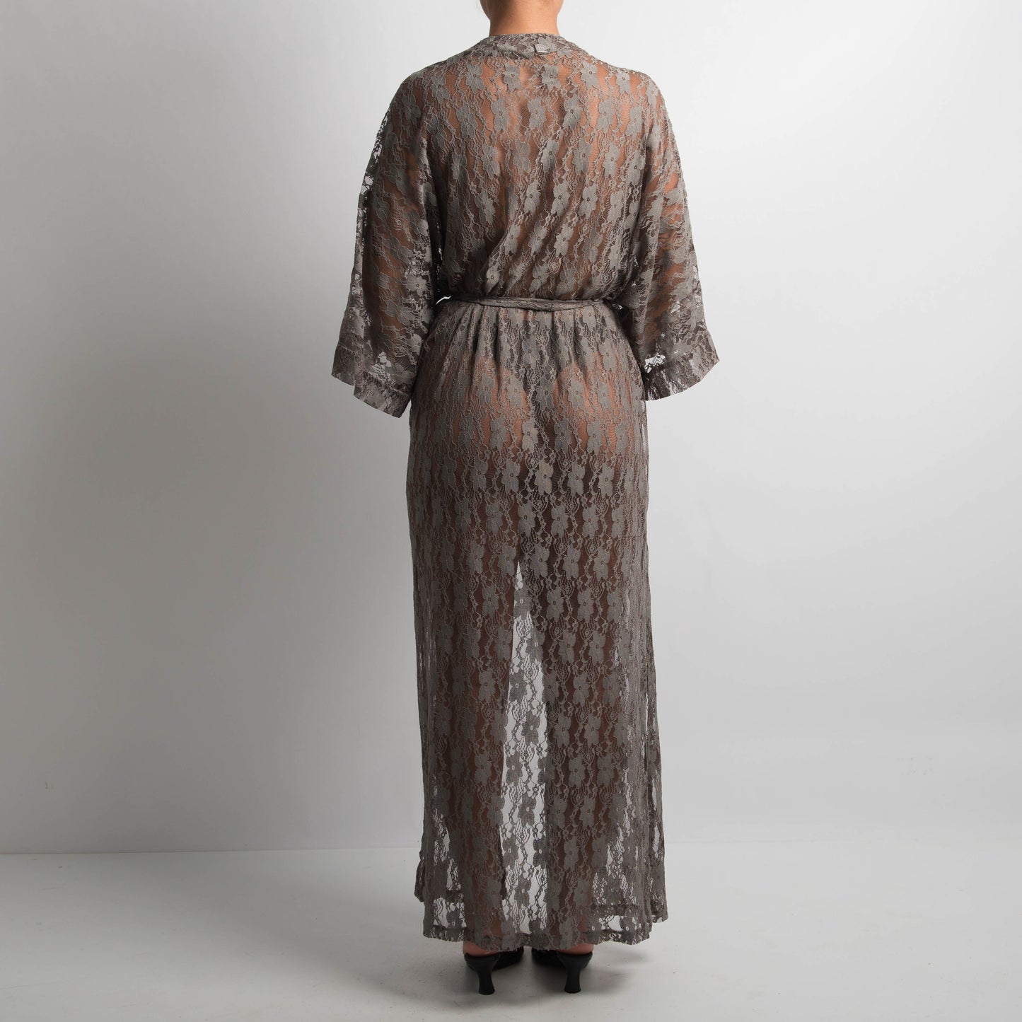 GREY STRETCH LACE ROBE