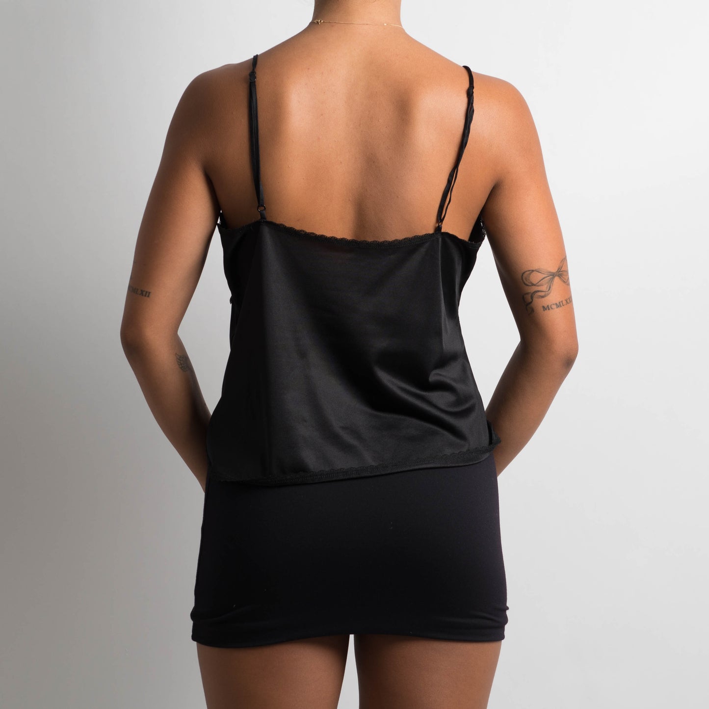 BLACK SATIN CAMISOLE