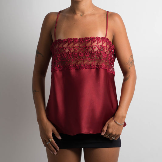 MAROON LACE SATIN CAMISOLE