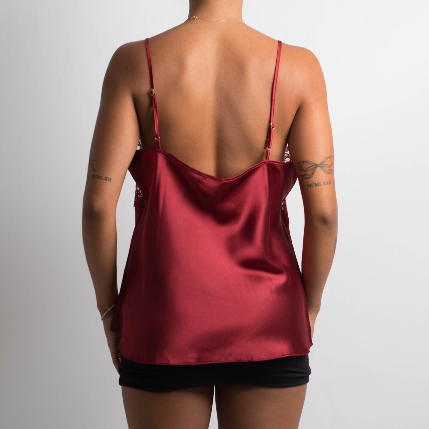 MAROON LACE SATIN CAMISOLE