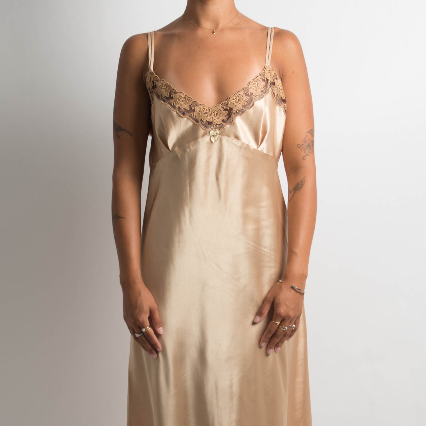 GOLD SATIN MAXI DRESS